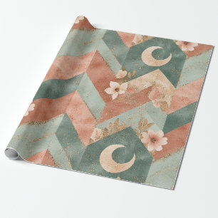 Rustic Maan Bloem Chevron Aards Patroon (7) Cadeaupapier