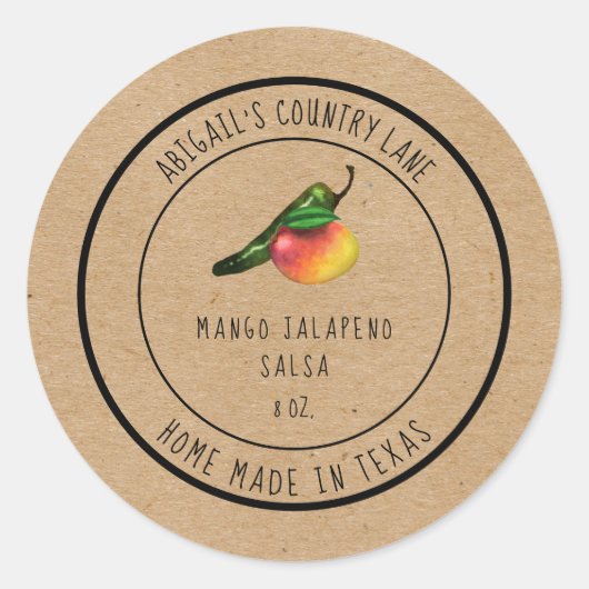 Rustic Made in Texas Mango Jalapeno Salsa Label (Voorkant)