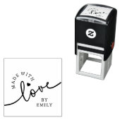 Rustic Made with Love Script Heart Handmade Zelfinktende Stempel (In situ)