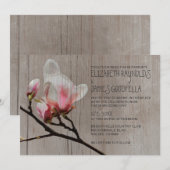 Rustic Magnolia Branch Wedding Invitations Kaart (Voorkant / Achterkant)