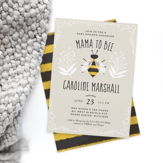 Rustic Mama à Bee Baby shower Invitation