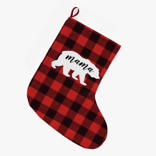 Rustic Mama Beer Red en Black Buffalo Pset Grote Kerstsok (Voorkant (Hangend))