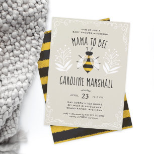 Rustic Mama to Bee Baby shower Invitation Kaart