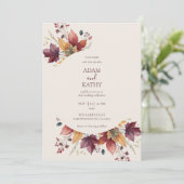 Rustic Maple Leaf Arch Fall Wedding Invitation (Debout devant)