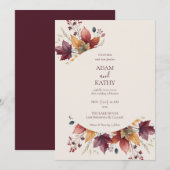Rustic Maple Leaf Arch Fall Wedding Invitation (Devant / Derrière)