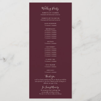 Rustic Maple Leaf Fall Wedding Program Programma