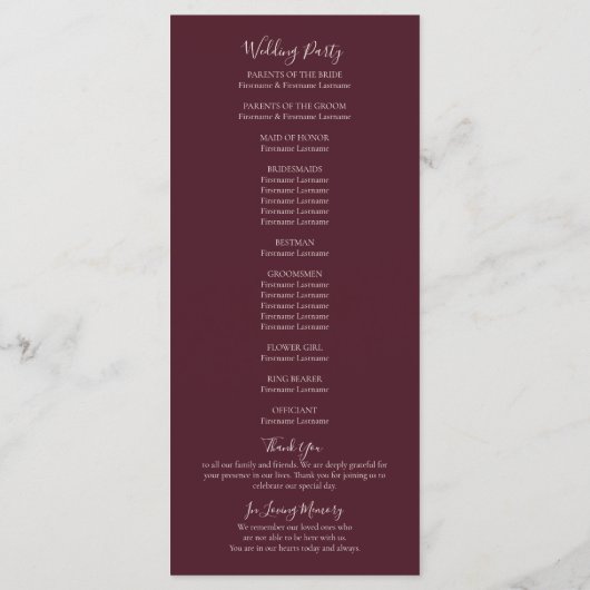 Rustic Maple Leaf Fall Wedding Program Programma (Achterkant)