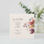 Rustic Maple Leaf Fall Wedding Save the Date Card (Staand voorkant)
