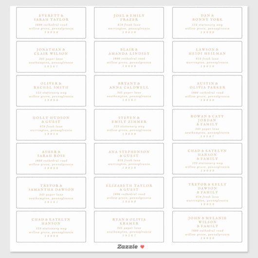 Rustic Mariage de script or Étiquette de adresse i (Feuille)