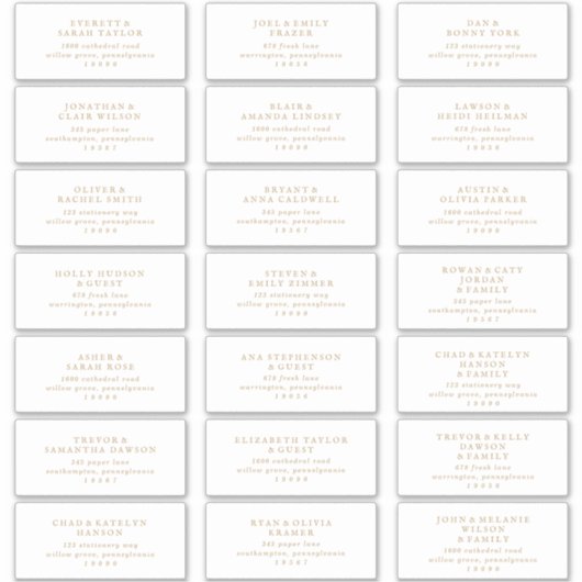 Rustic Mariage de script or Étiquette de adresse i (Devant)