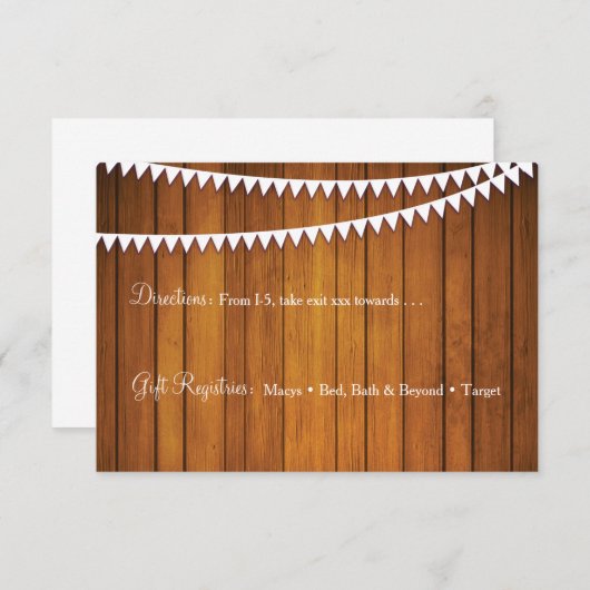 Rustic Mariage Détails Carte de réception (Devant / Derrière)