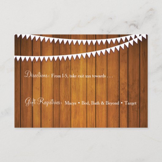 Rustic Mariage Détails Carte de réception (Devant)