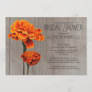 Rustic Marigolds Bridal Shower Invitations Kaart
