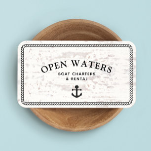 Rustic Marina Rope Anchor Boat White Wood Visitekaartje