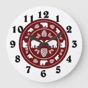 Rustic maroon beer pinecone grote klok