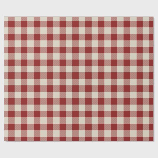 Rustic Maroon en Beige Buffalo Check Cadeaupapier (Vlak)