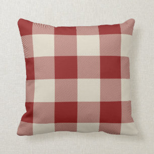 Rustic Maroon en Beige Buffalo Check Pset Kussen