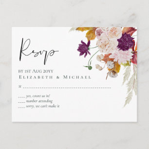 Rustic Maroon Ginger Blush Wedding RSVP Briefkaart