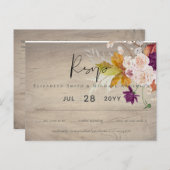 Rustic Maroon Ginger Blush Wedding RSVP Briefkaart (Voorkant / Achterkant)