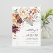 Rustic Maroon Rust Sinaasappel Botanical Floral We Kaart (Staand voorkant)