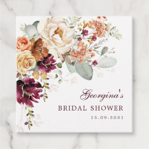 Rustic Maroon Terracotta Flowers Vrijgezellenfeest Bedankjes Labels