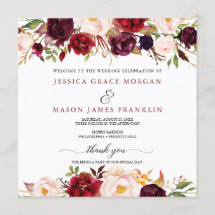 Rustic Marsala Bourgogne Programme de mariage