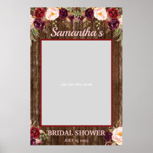 Rustic Marsala Bourgondië Bloem Foto Prop Frame Poster