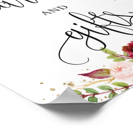 Rustic marsala burgundy boho-kaarten en cadeaubord poster (Hoek)