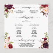 Rustic Marsala Burgundy Wedding Programme Programma (Achterkant)