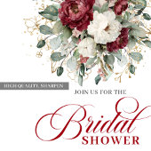 Rustic Marsala Floral Bridal Shower Invitation