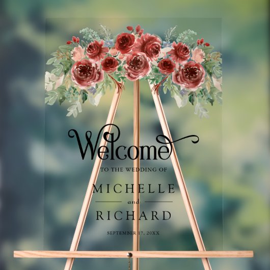 Rustic Marsala Floral Wedding Welcome (Neutre)