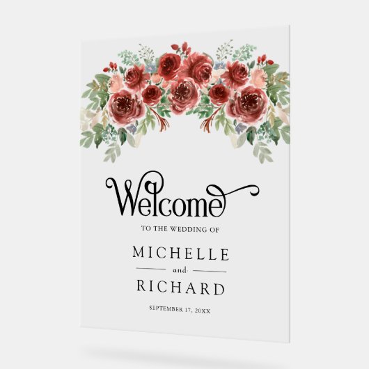 Rustic Marsala Floral Wedding Welcome (Angle)