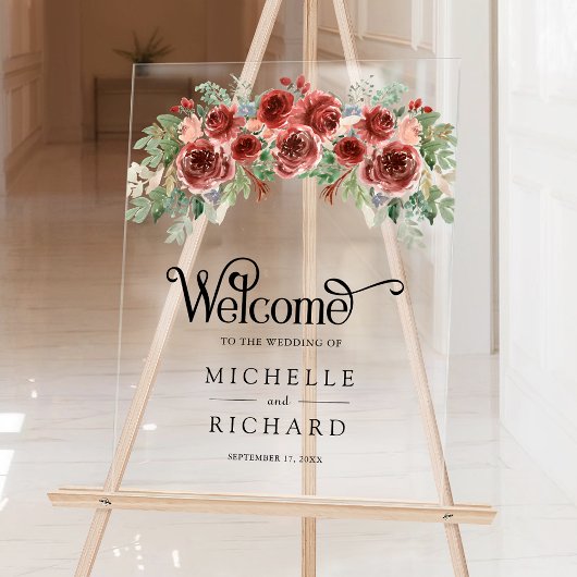 Rustic Marsala Floral Wedding Welcome