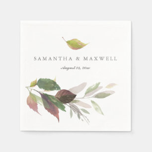 Rustic Marsala Leaves Waterverf Wedding Napkins Servet