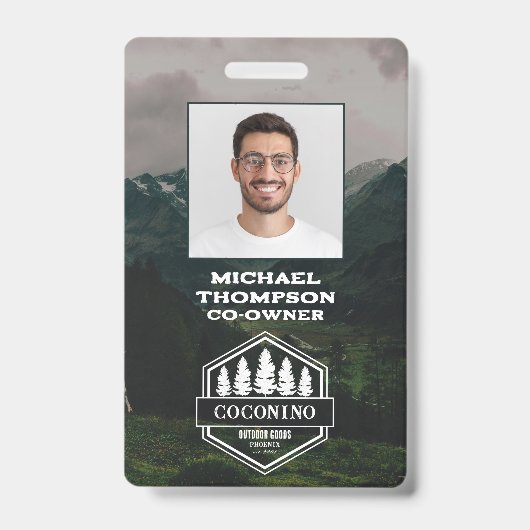 Rustic Masculine Forest Mountains Outdoors Badge (Front)