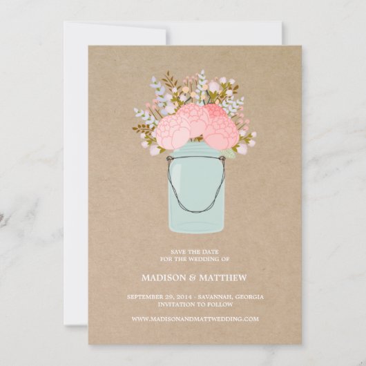 Rustic Mason Jar 2 | De bekendmaking van de datum Save The Date (Voorkant)