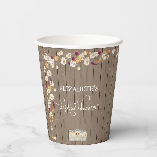 Rustic Mason Jar — Aangepast Vrijgezellenfeest pap Papieren Bekers (Achterkant)