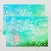 ** Rustic Mason Jar Baby Ademdouche Kaart (Voorkant / Achterkant)