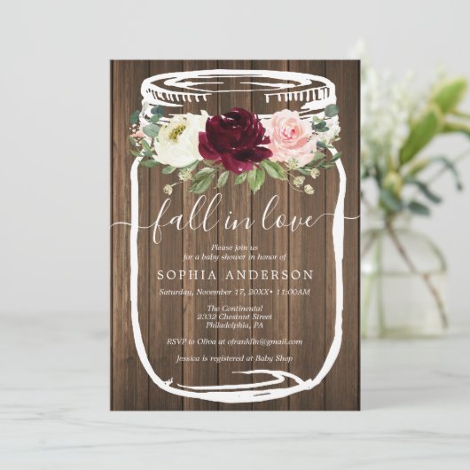 Rustic Mason Jar Baby shower Uitnodiging (Staand voorkant)