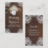 Rustic Mason Jar Baby's Breath String Lights Lace Visitekaartje (Voorkant / Achterkant)
