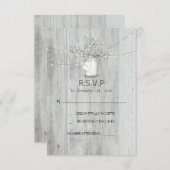 Rustic Mason Jar Baby's Breath Wedding RSVP Kaarte (Voorkant / Achterkant)