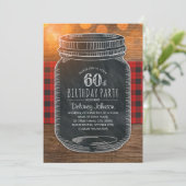 Rustic Mason Jar Backyard 60th Birthday Party Kaart (Staand voorkant)