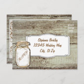 Rustic Mason Jar Barn Wood Wedding RSVP Briefkaart (Voorkant / Achterkant)