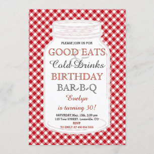 Rustic Mason Jar Birthday BBQ Uitnodiging