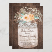Rustic Mason Jar Boho Baby Shower Invitations (Devant / Derrière)