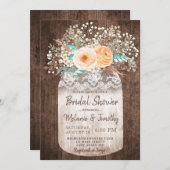 Rustic Mason Jar Boho Bridal Shower Invitations Kaart (Voorkant / Achterkant)