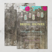 Rustic Mason Jar Bridal Shower Kaart (Voorkant / Achterkant)