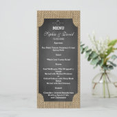 Rustic Mason Jar Burlap Wedding Menu (Staand voorkant)