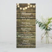 Rustic Mason Jar Chaîne de lumières Menu Mariage (Debout devant)