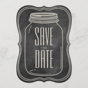 RUSTIC MASON JAR   CHALKBOARD BEWART DE DATUM SAVE THE DATE